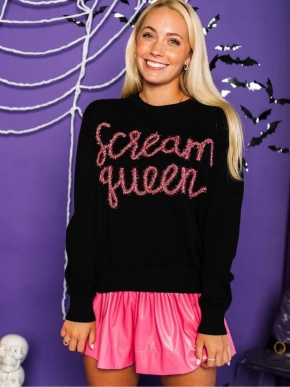 Queen of Sparkles “Scream Queen” Sweater, EUC size medium
